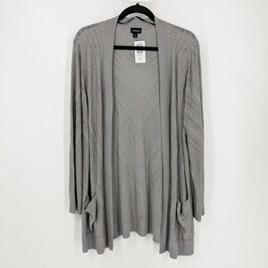 Torrid Pointelle Cardigan Long Sleeve Open Front Sweater Formal Gray‎ Womens 1X